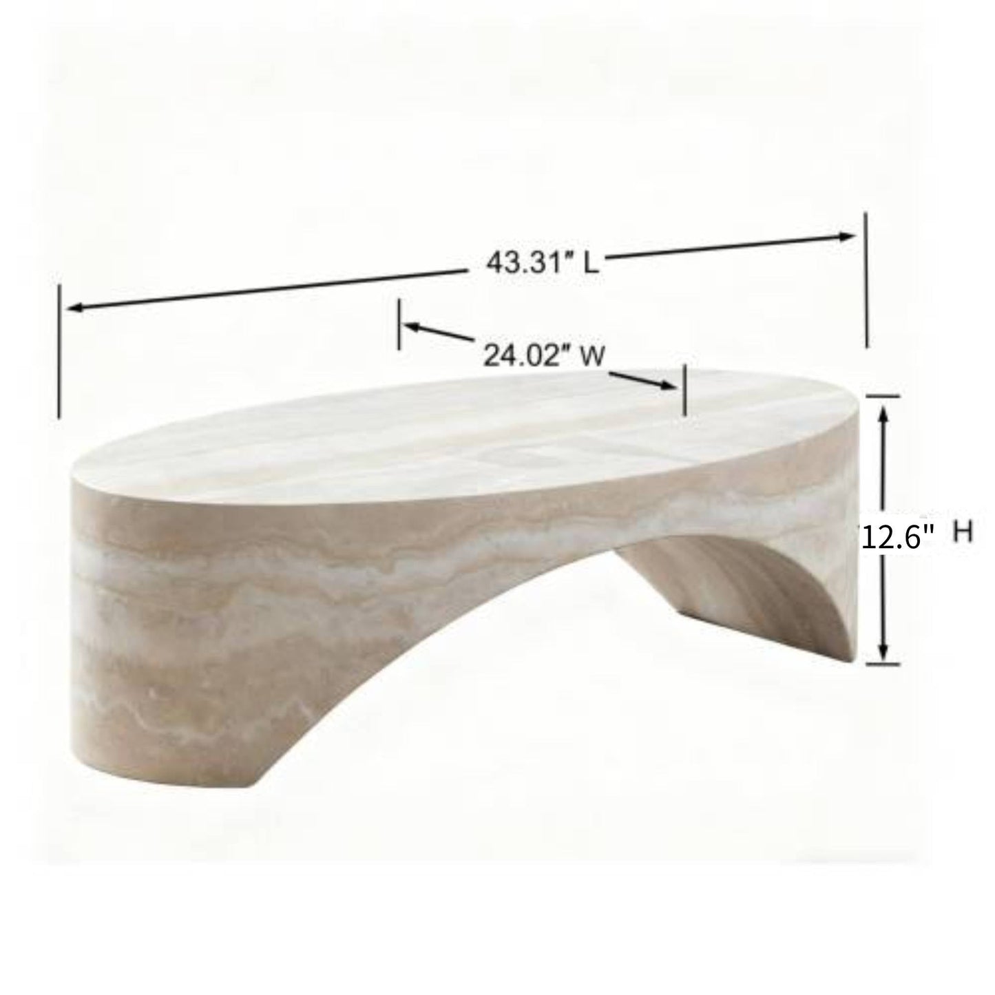Oval Natural Marble Coffee Side Table for Living Room