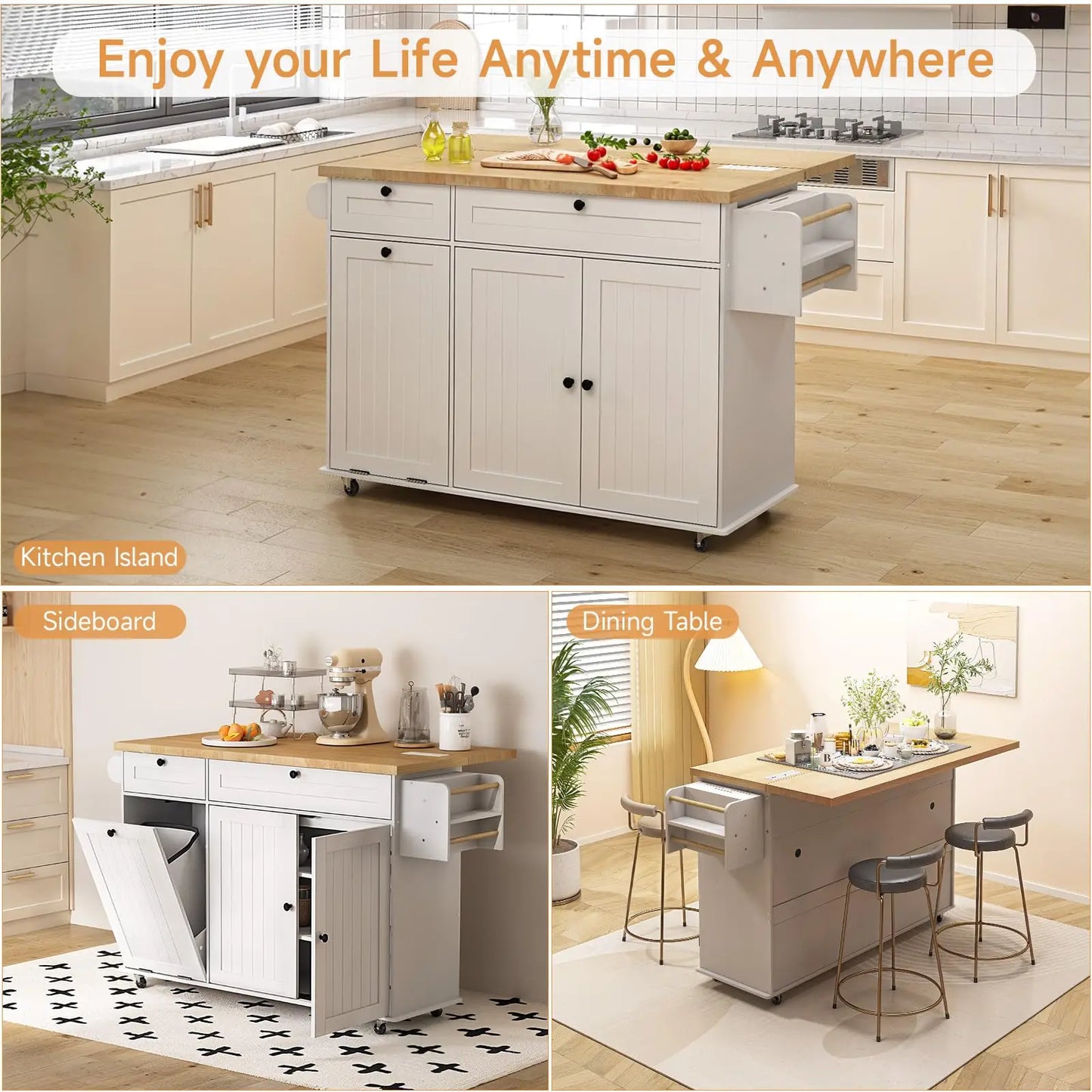 60" Mobile Kitchen Island