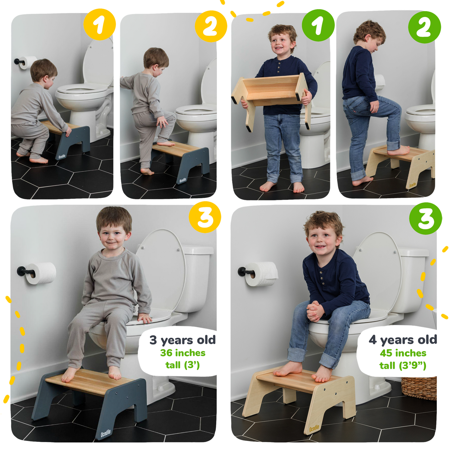 1-Step Wooden Stool for Kids(Multi-Purpose Step Stool for Kitchen, Bath, and Potty Training)