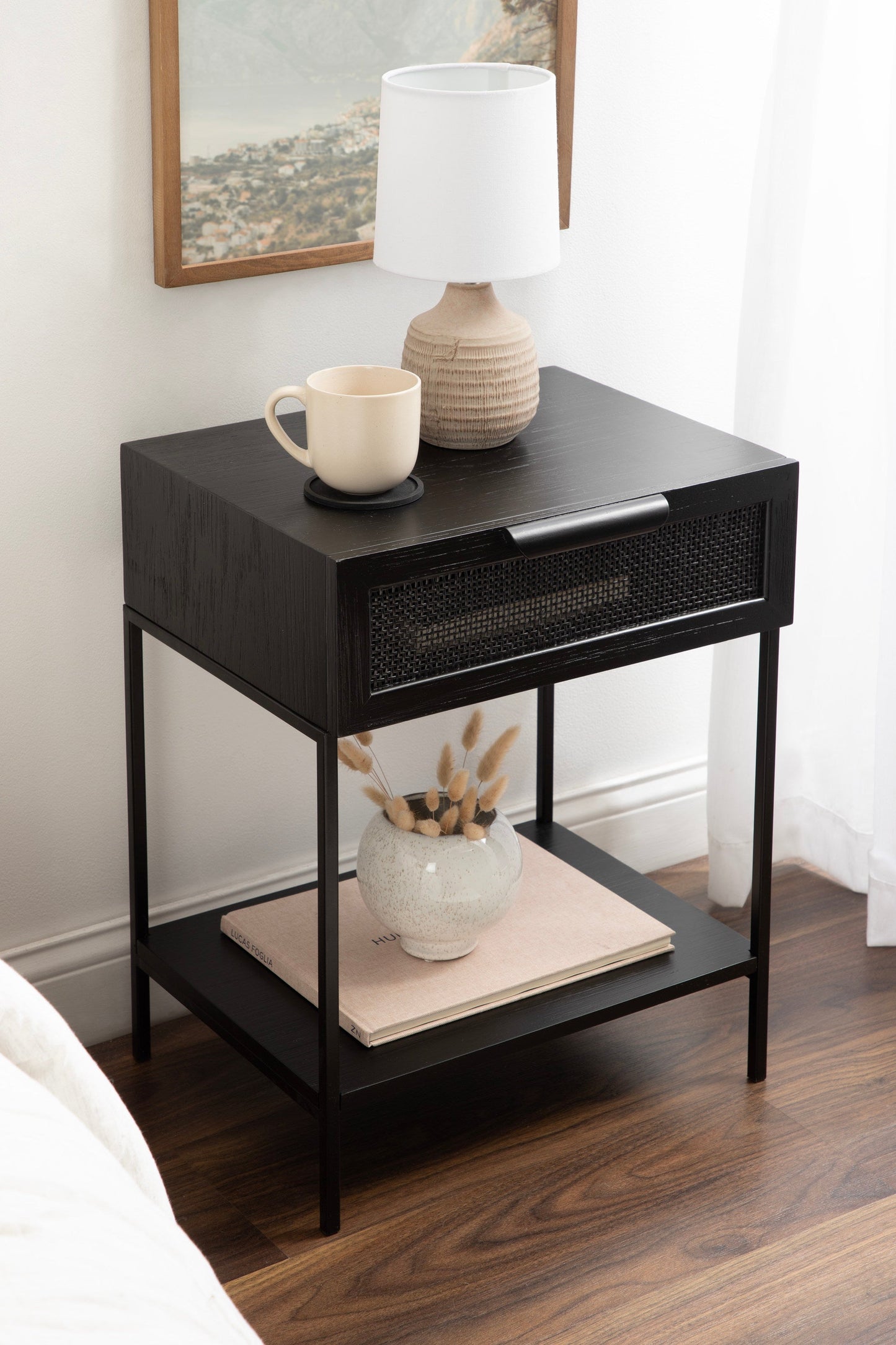 Wood and Cane Side Table