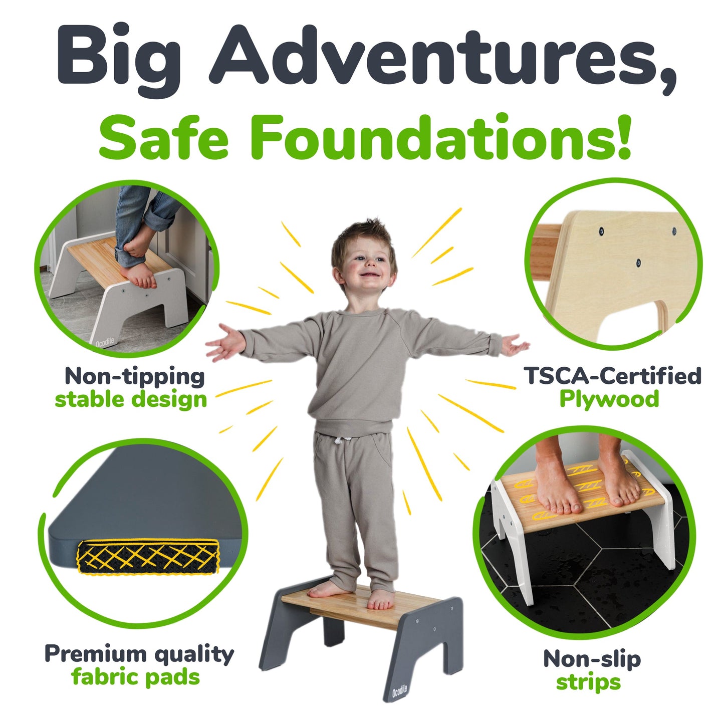 1-Step Wooden Stool for Kids(Multi-Purpose Step Stool for Kitchen, Bath, and Potty Training)