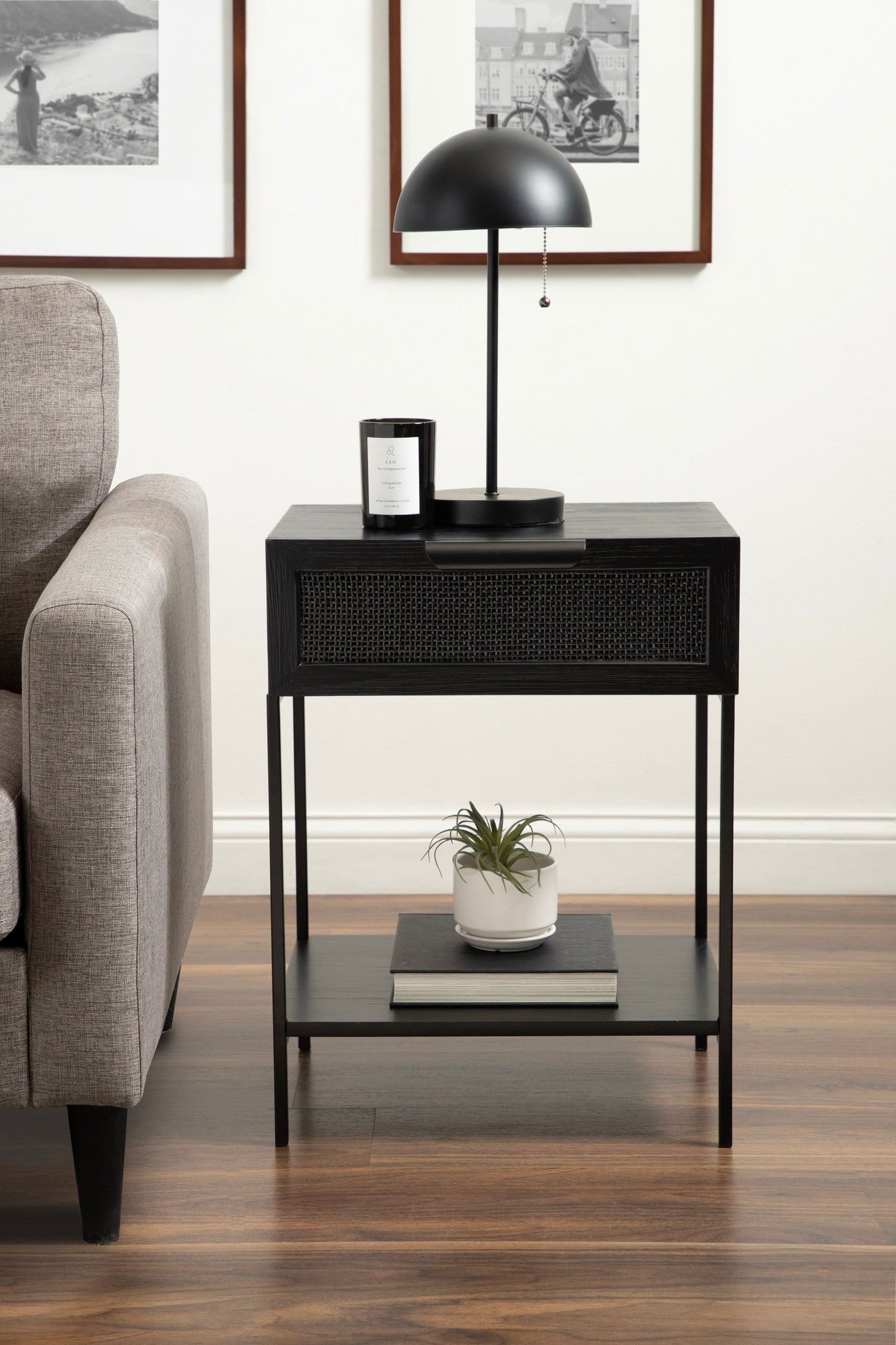 Wood and Cane Side Table