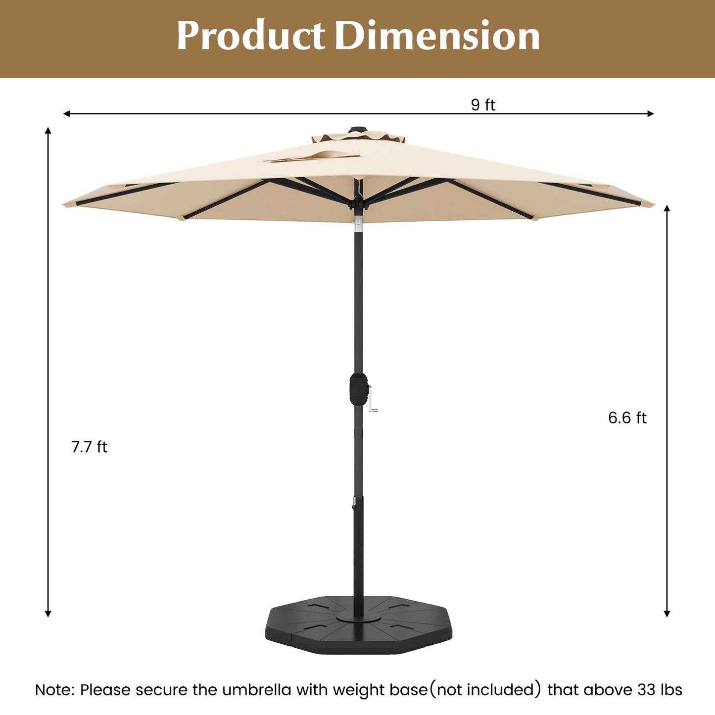 9 FT Outdoor Market Patio Table Umbrella Push Button Tilt Crank Lift-gray
