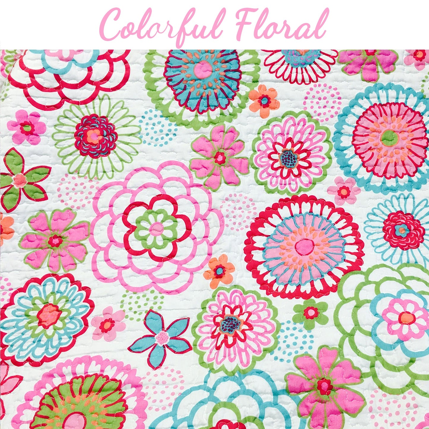 Mariah Pink Floral Dot Reversible Quilt Bedding Set