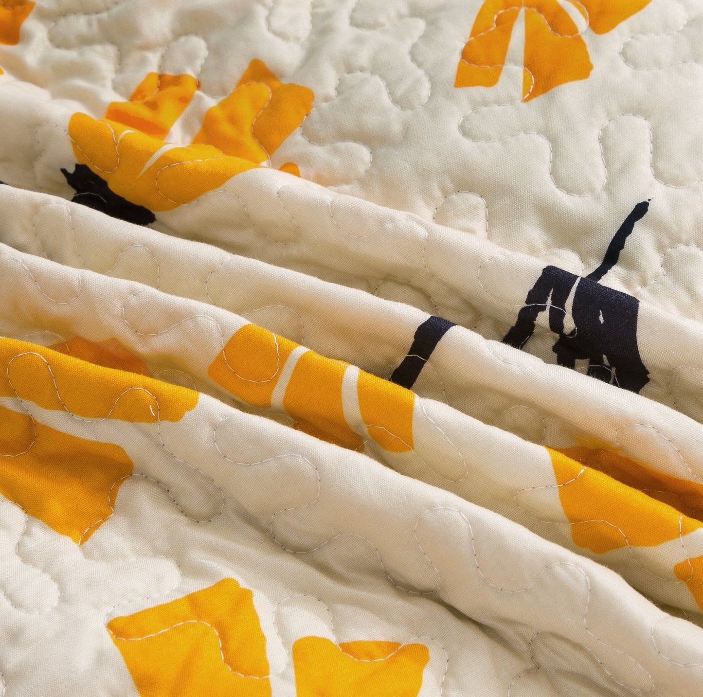 DaDa Bedding Yellow Fleur Floral Quilt Set - Ivory Gold Bedspread