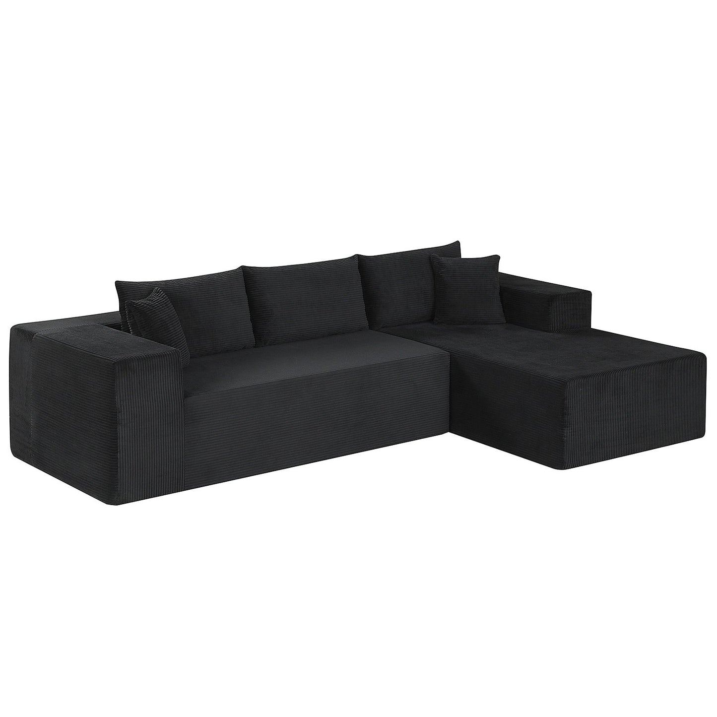 Modular Sectional Sofa Corduroy Upholstered L-shaped Sofa Couch with Deep Seats
