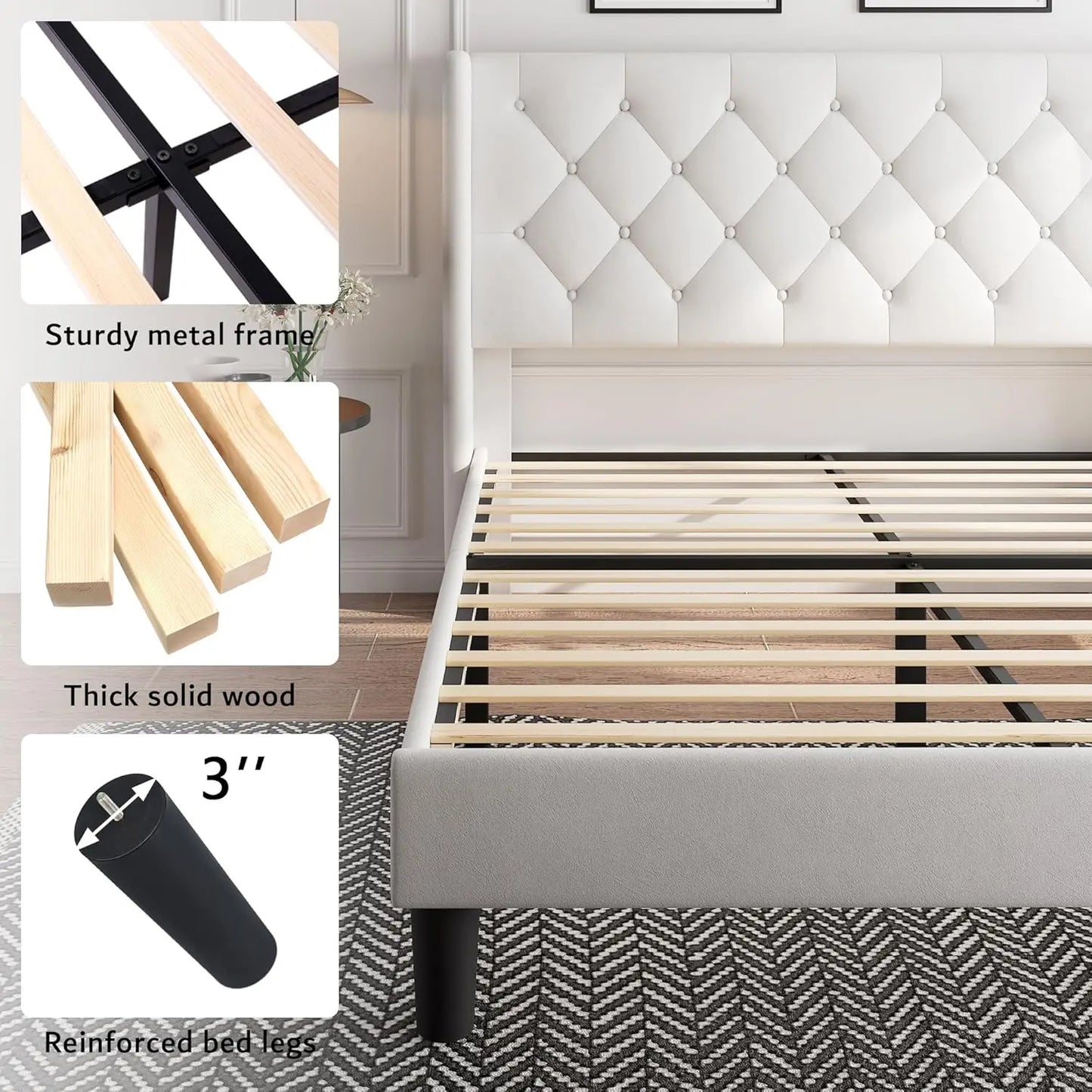 Queen Velvet Platform Upholstered Bed Frame