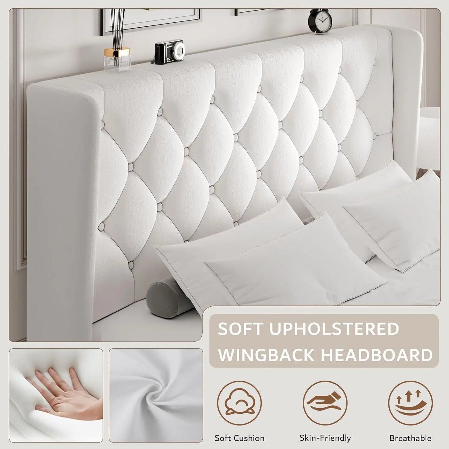 Queen Velvet Platform Upholstered Bed Frame