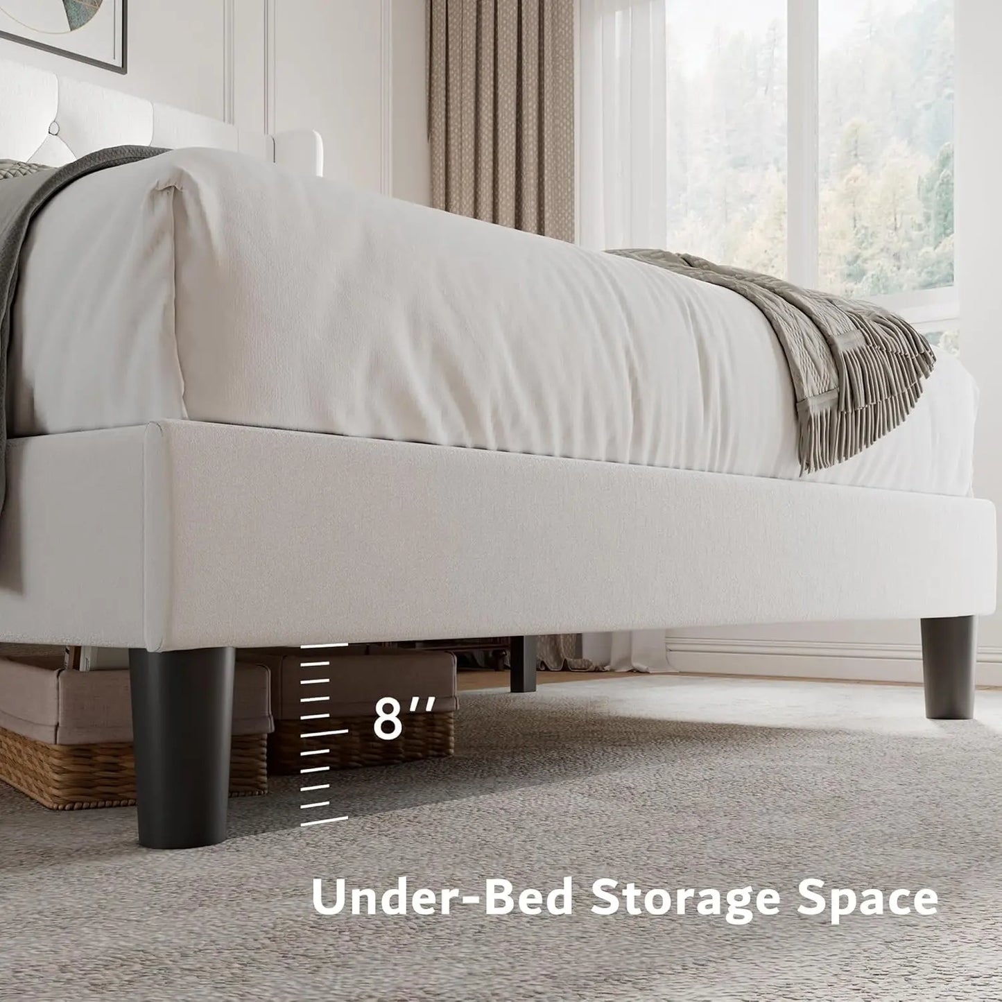Queen Velvet Platform Upholstered Bed Frame