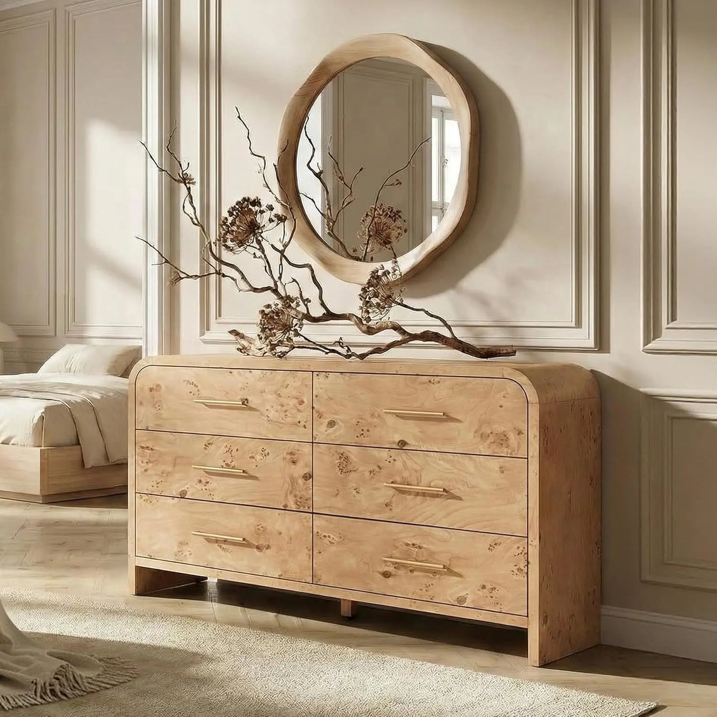 54" Wide Modern Curved 6-Drawer Dresser