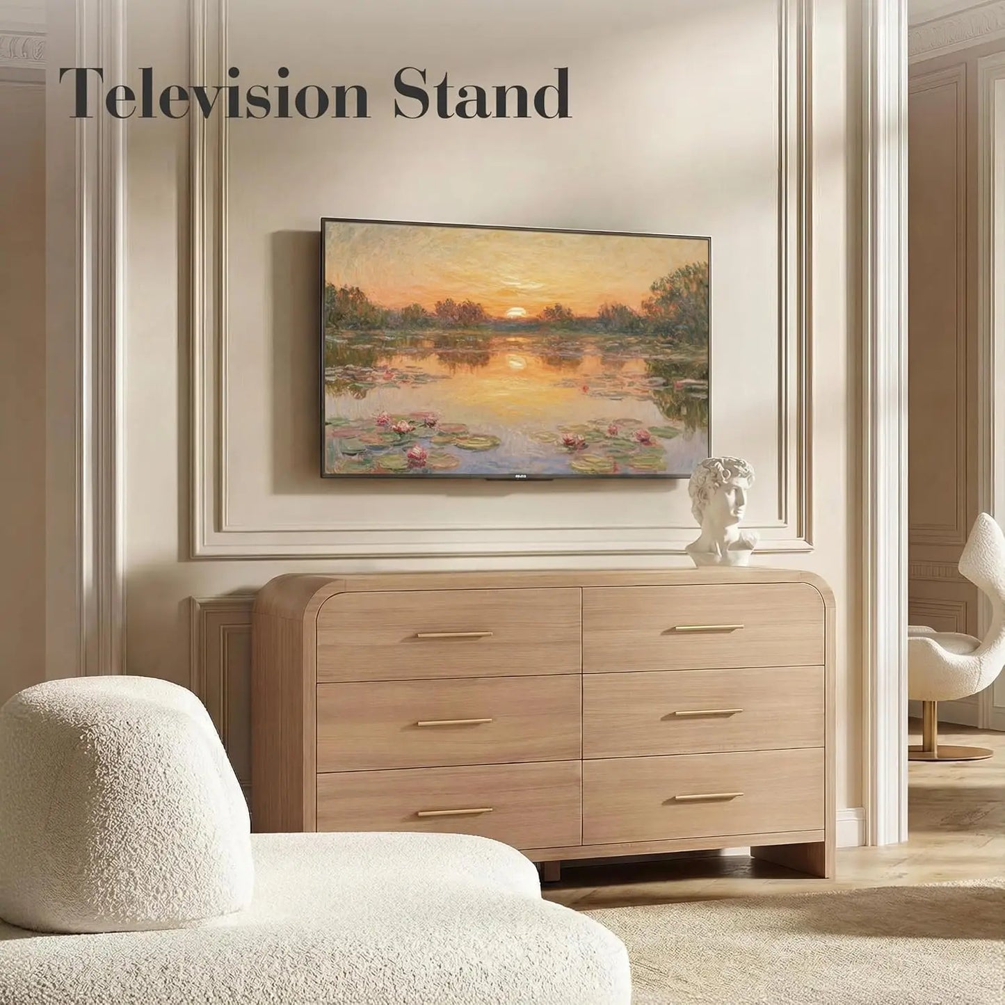 54" Wide Modern Curved 6-Drawer Dresser