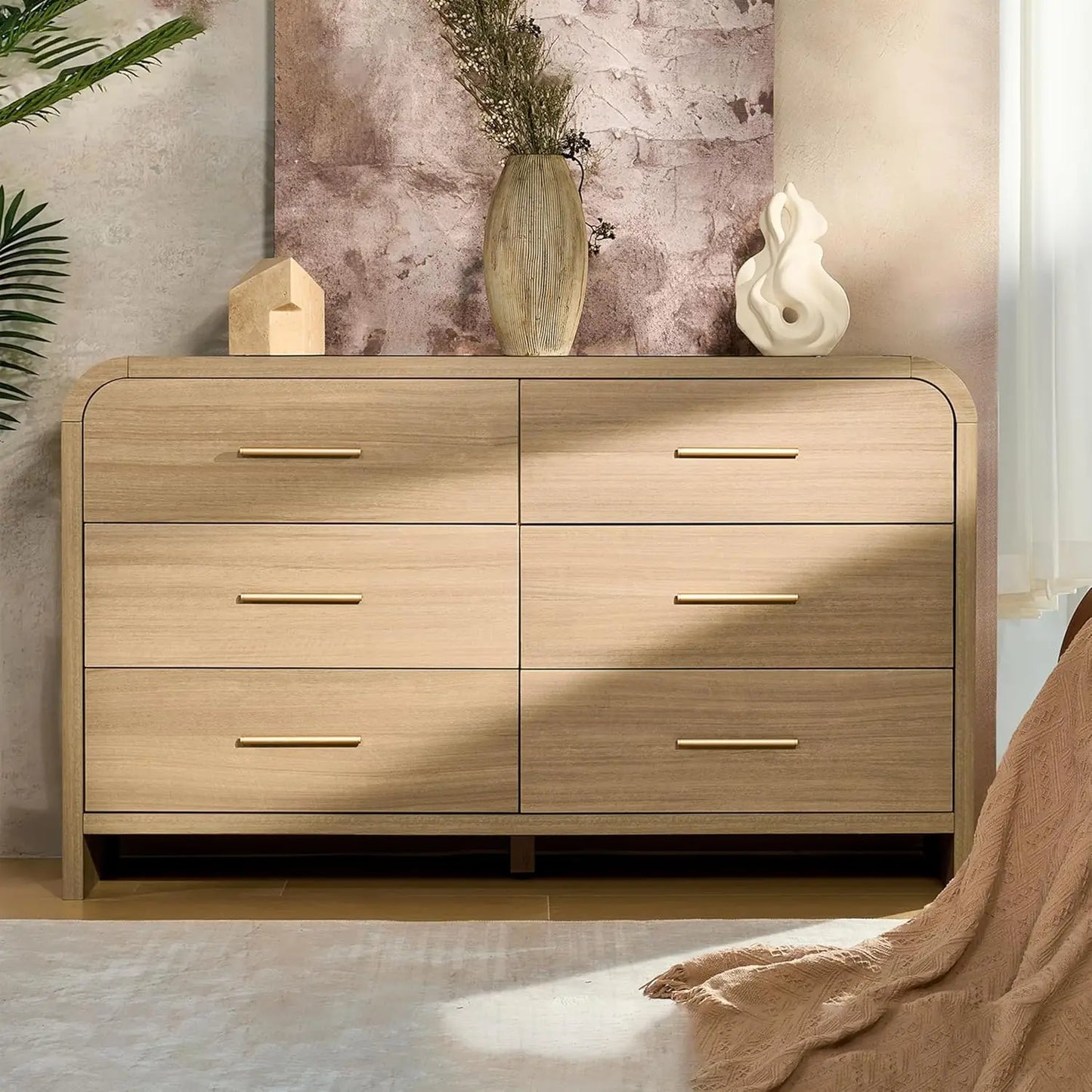 54" Wide Modern Curved 6-Drawer Dresser