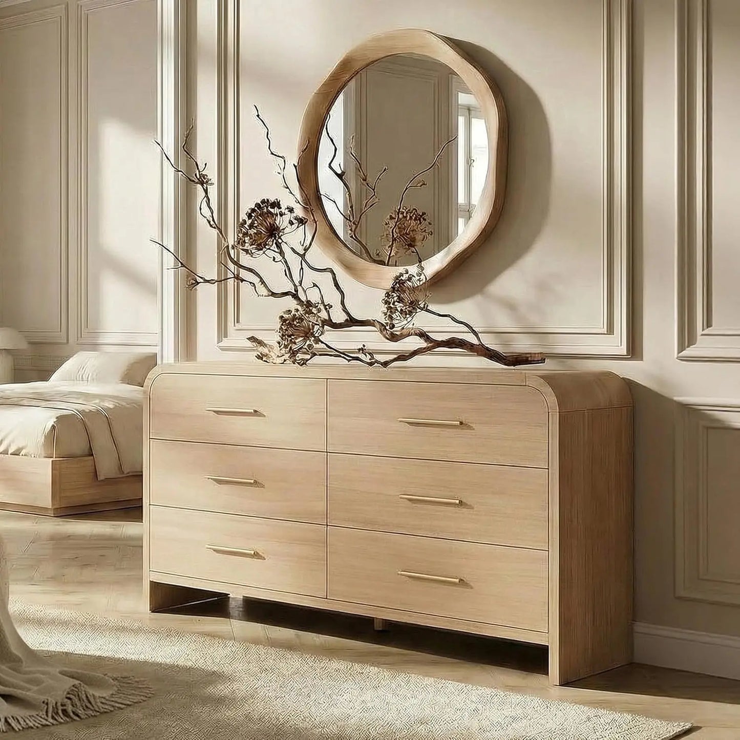 54" Wide Modern Curved 6-Drawer Dresser