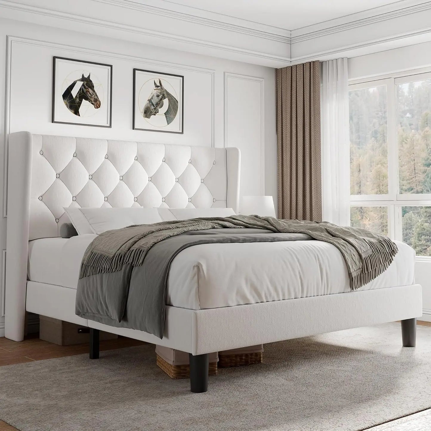 Queen Velvet Platform Upholstered Bed Frame