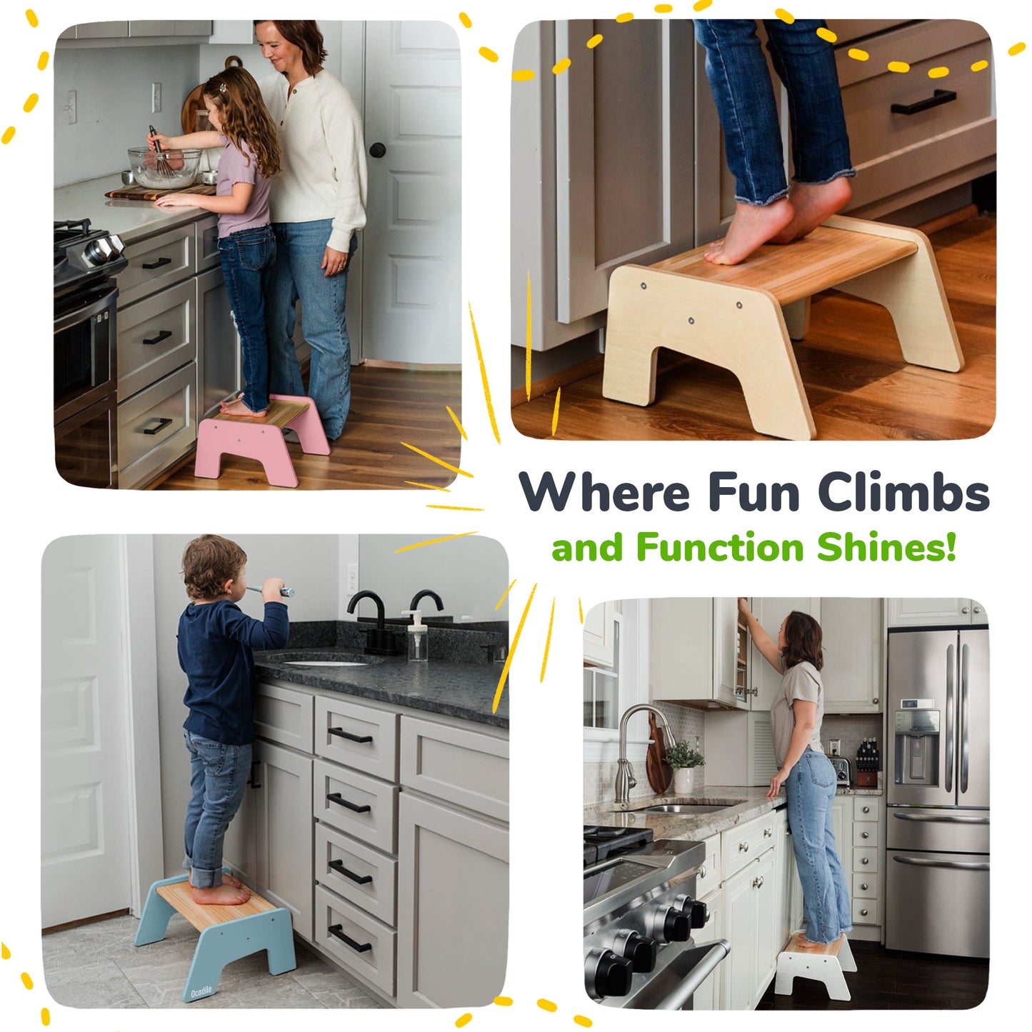 1-Step Wooden Stool for Kids(Multi-Purpose Step Stool for Kitchen, Bath, and Potty Training)