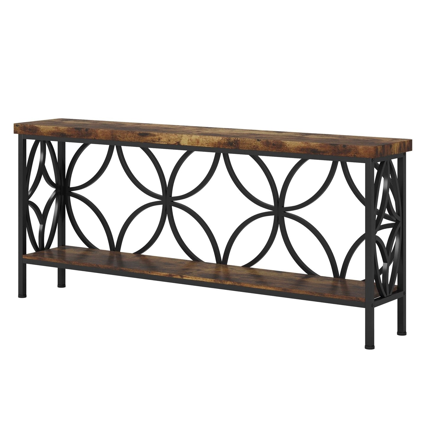 2-Tier Console Table, Industrial Sofa Table Behind Couch
