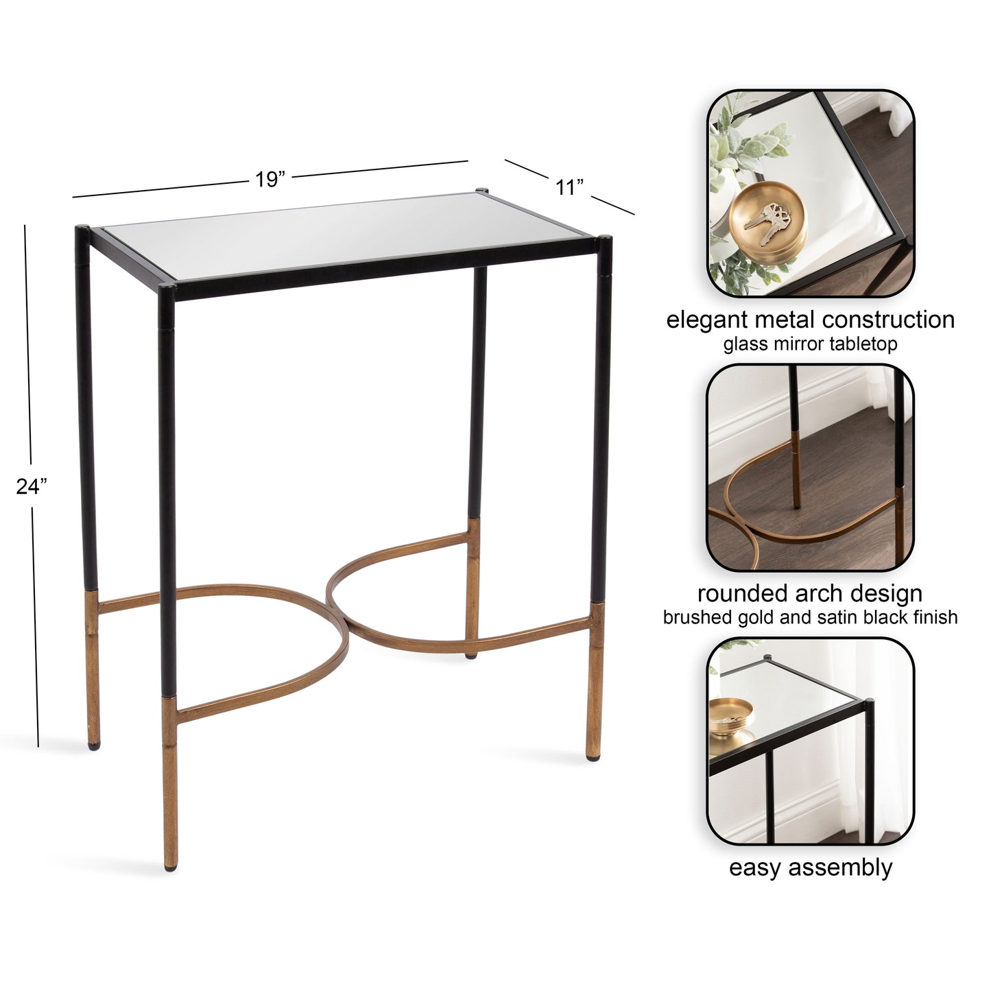 Mirror and Metal Side Table