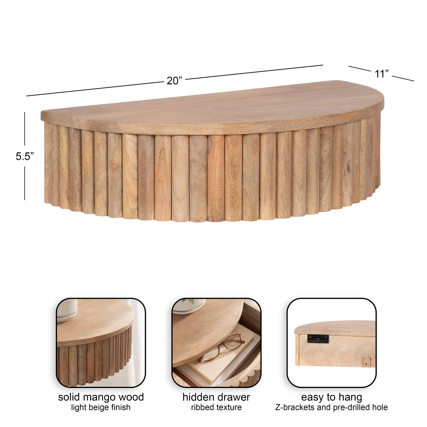 Reid Ribbed Floating Side Table