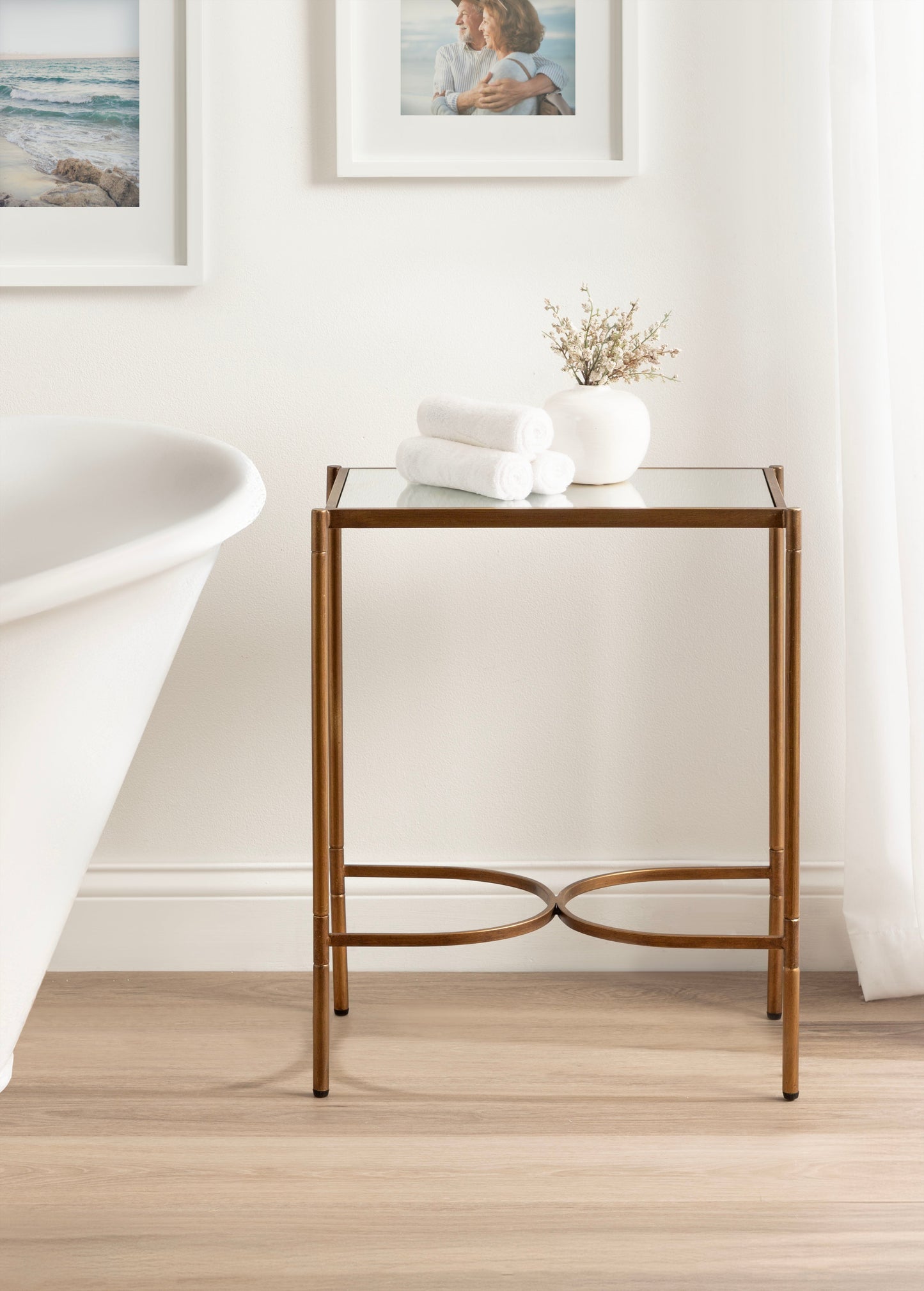 Mirror and Metal Side Table