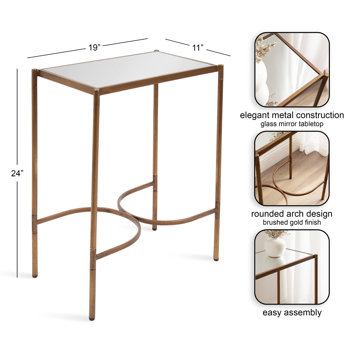 Mirror and Metal Side Table