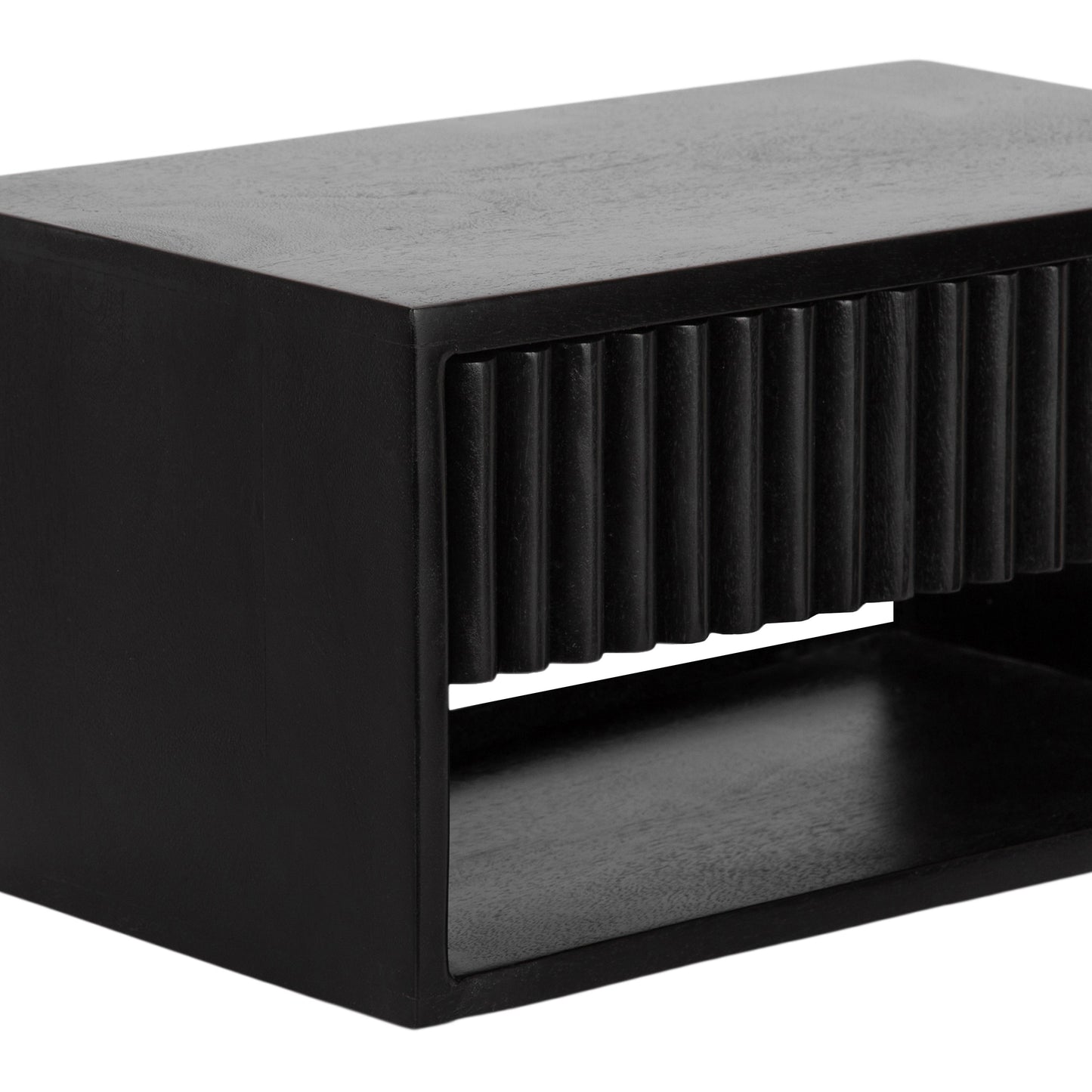 Reid Floating Wood Side Table with Open Storage